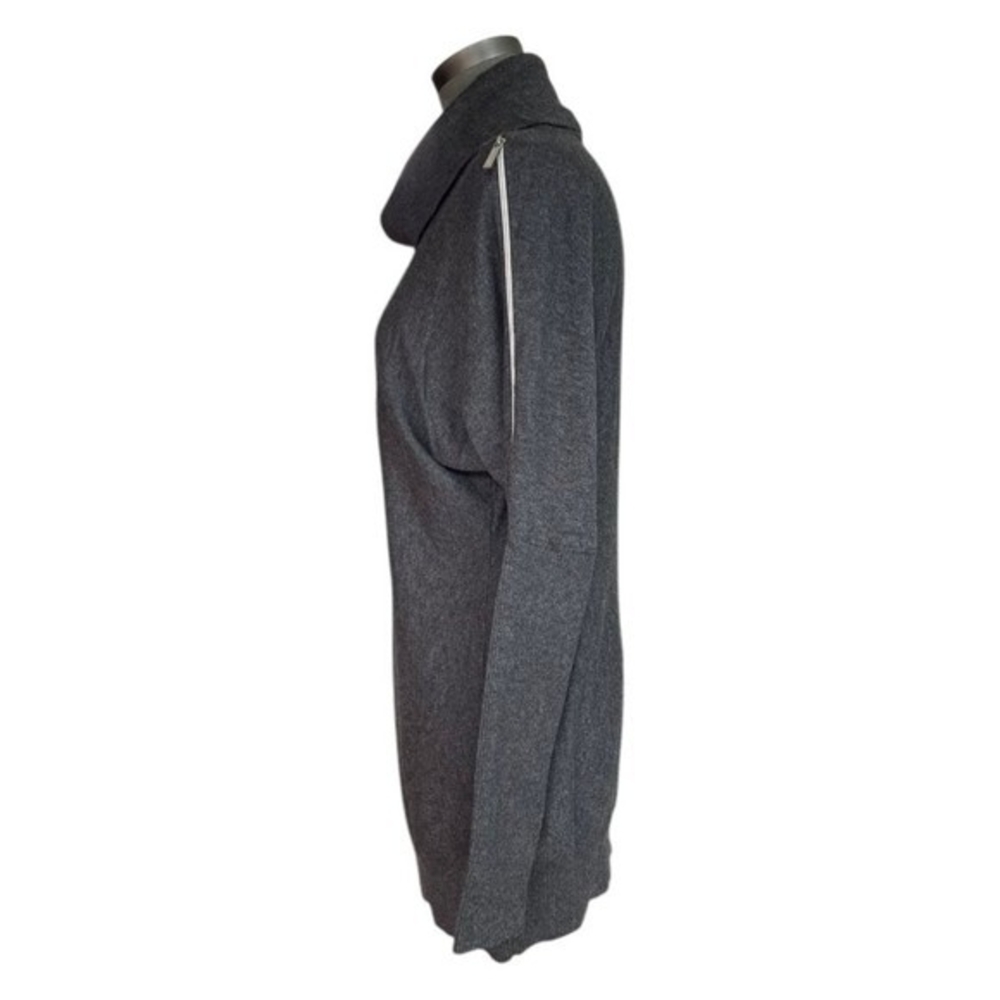 MICHAEL KORS Womens Sweater Dress S Grey Turtleneck Shoulder Zip Logo Designer - Picture 8 of 10